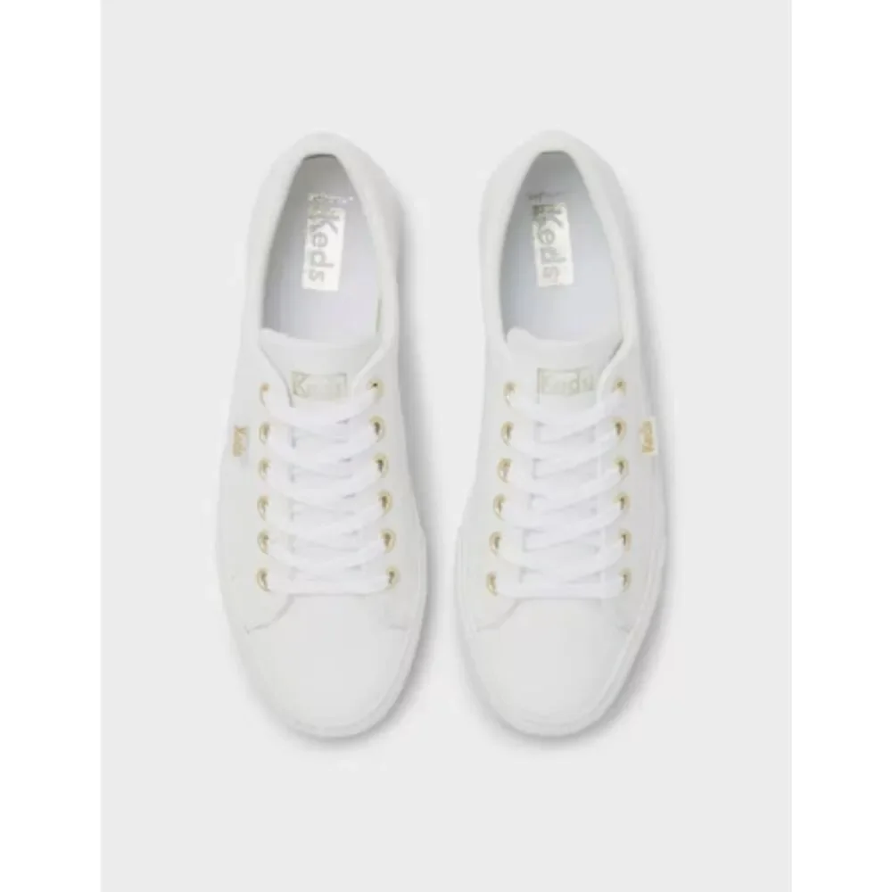 KEDS Jump Kick Leather Lace Up Sneakers, White, Sz 10